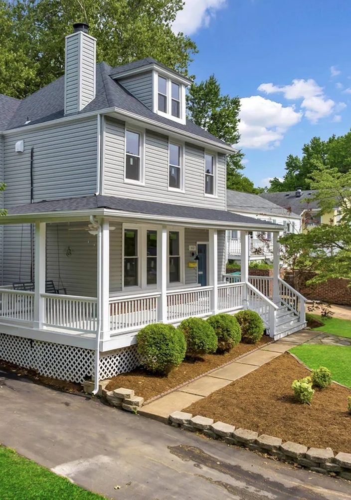 Two story St. Louis home with a covered front porch