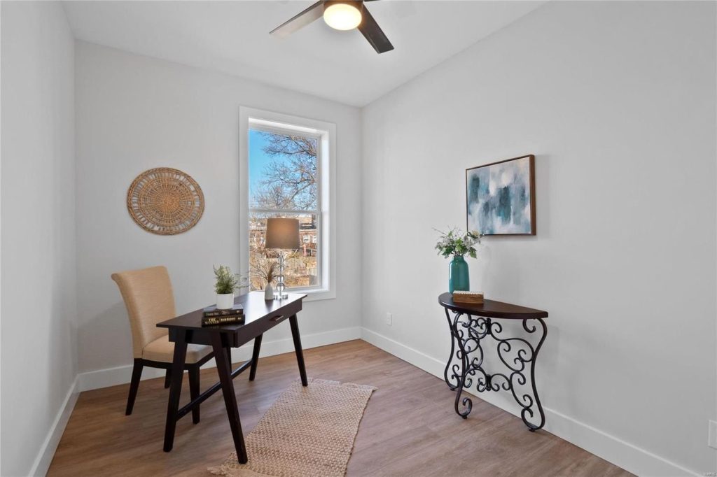 Study with desk, chair and console table