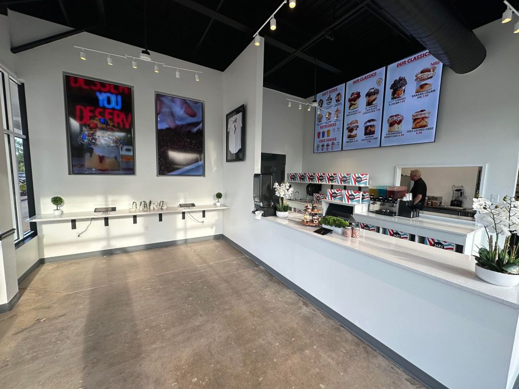 Retail floor with service counter and menu boards