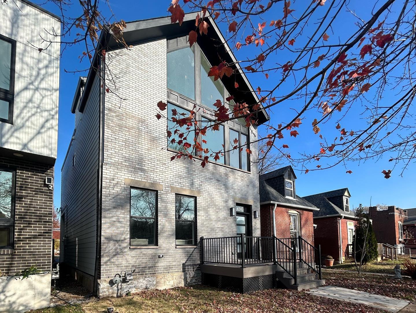 Newly built custom home exterior in a St. Louis neighborhood