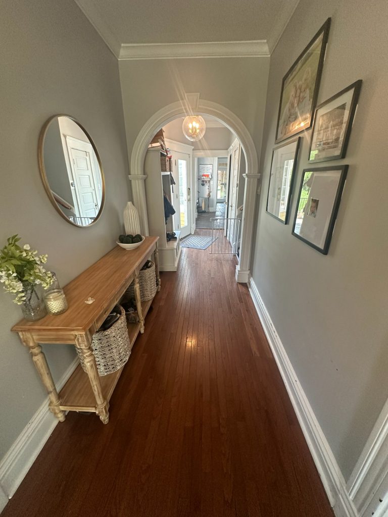 Original hallway with the plaster arch that was kept in the new design