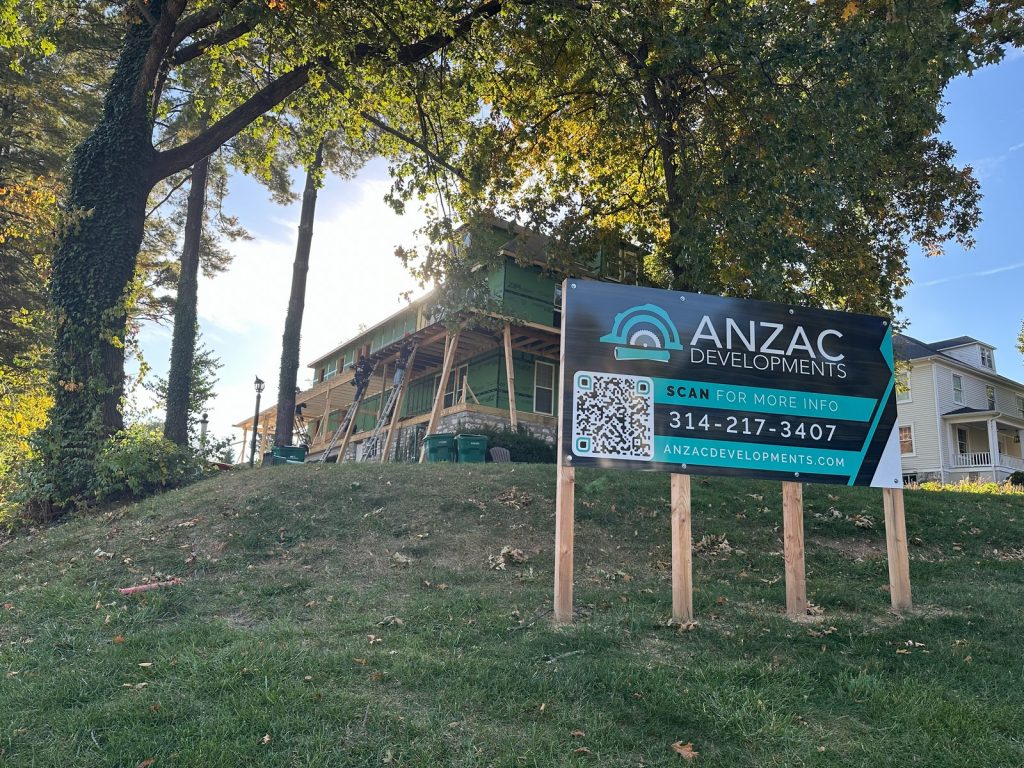 Anzac Developments site sign on the front lawn