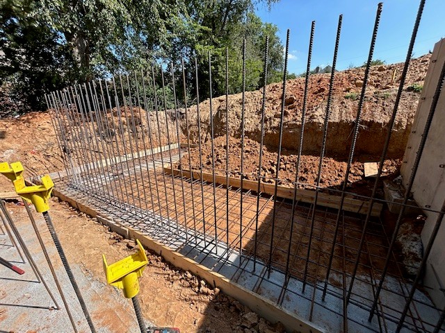Foundation reinforcement and starter bars ready for concrete