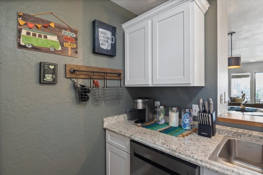 Coffee station on the kitchen countertop